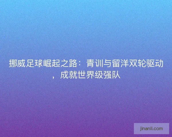 挪威足球崛起之路：青训与留洋双轮驱动，成就世界级强队
